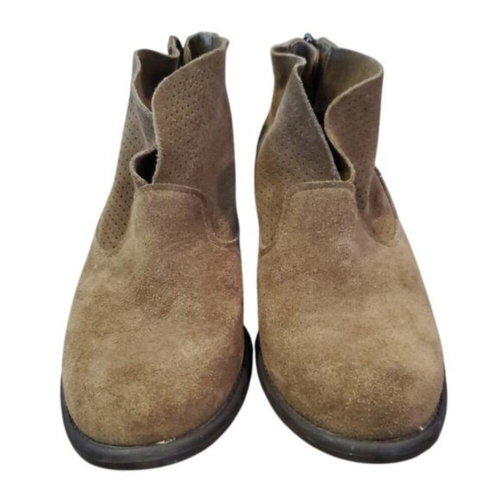Jessica Simpson Ankle Boots Women Sz 5 Brown Suede Booties Stacked Heel